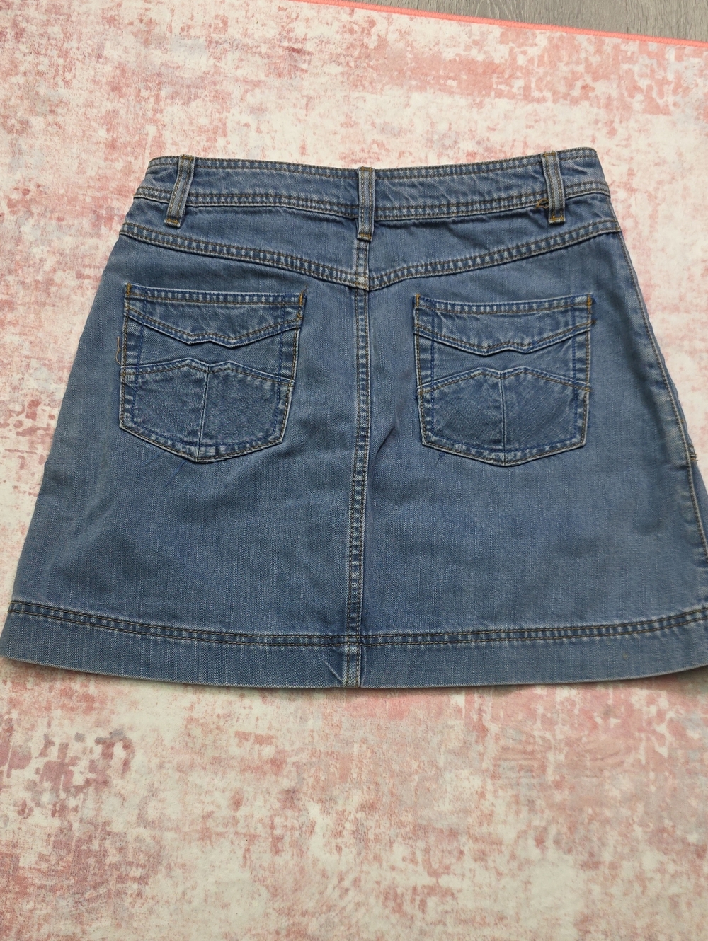 Free People We The Free Blue Denim Mini Skirt Button Front Utility Pockets - Picture 7 of 7